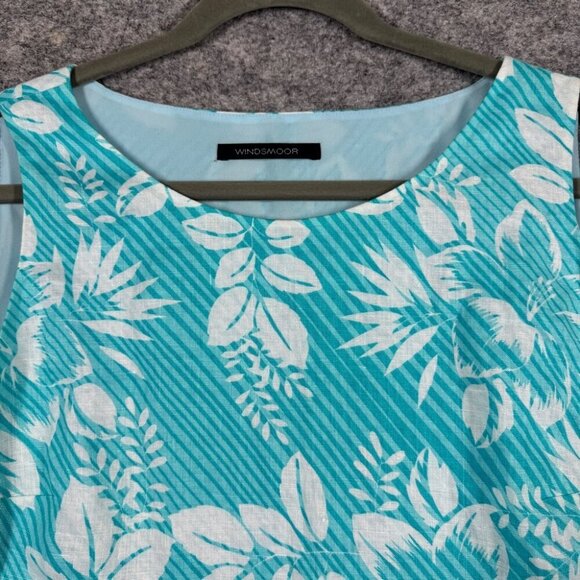 Windsmoor Boho Women's Linen Floral Core Teal Sleeveless Top Size 12 - Picture 2 of 15